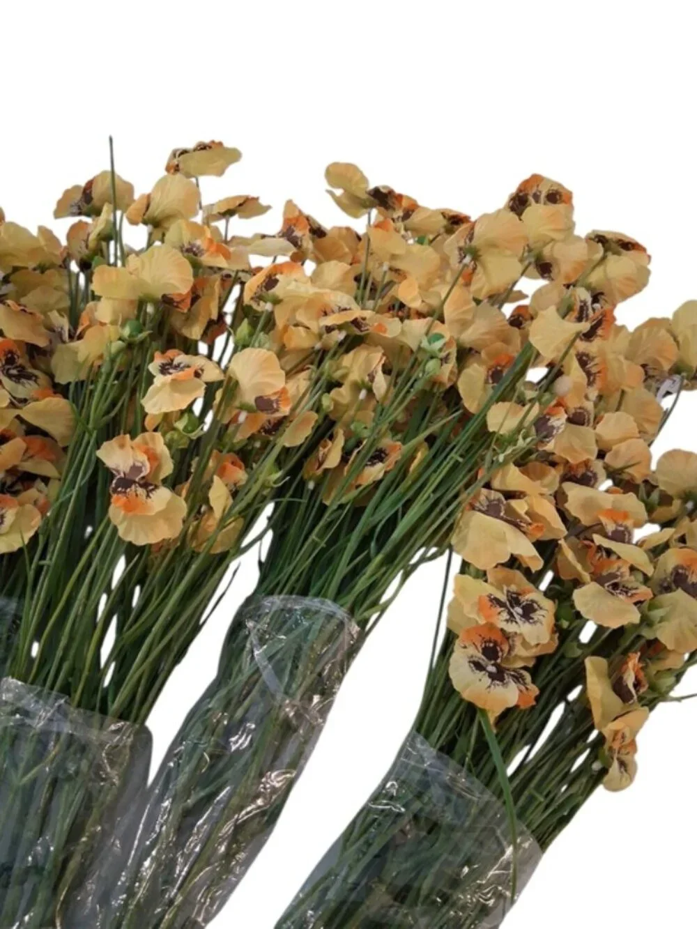 5 Bouquet Bundle Yellow Pansies Faux 24